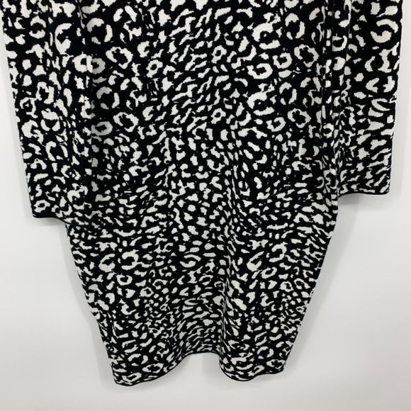 Express Dress Black White Animal Print Stretch Bodycon Midi - Picture 9 of 9